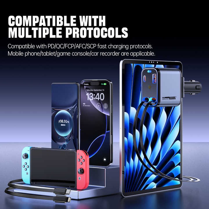 4 in 1 Retractable Car Charger