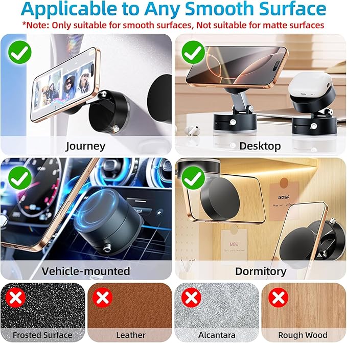 Foldable Vacuum Magnetic Car Phone Holder