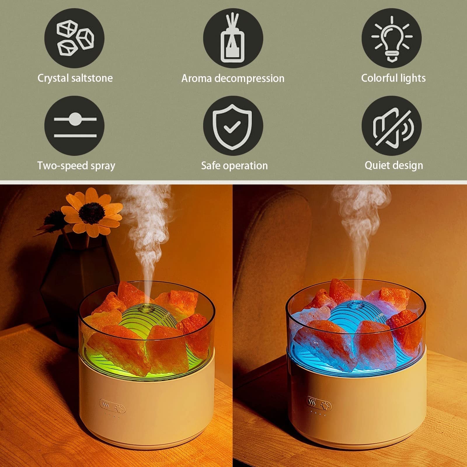Cool-Mist Impeller Air Humidifier Crystal Salt