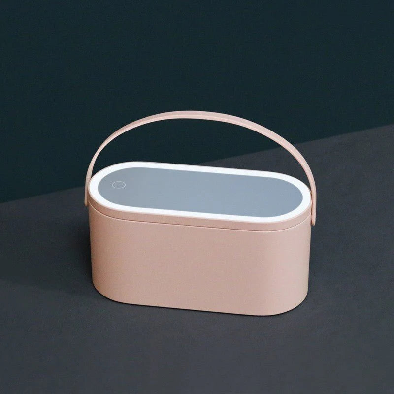 Portable LED Light Storage Beauty Box And Makeup Mirror