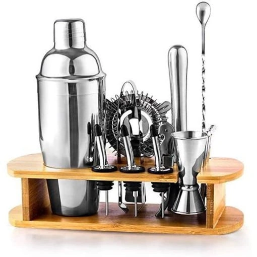Homekeros Stainless Steel Cocktail Bartender Kit with Stand - Set of 16pcs