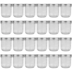 FUFU Empty Mason Jars with Lid - 250ml, Pack of 24