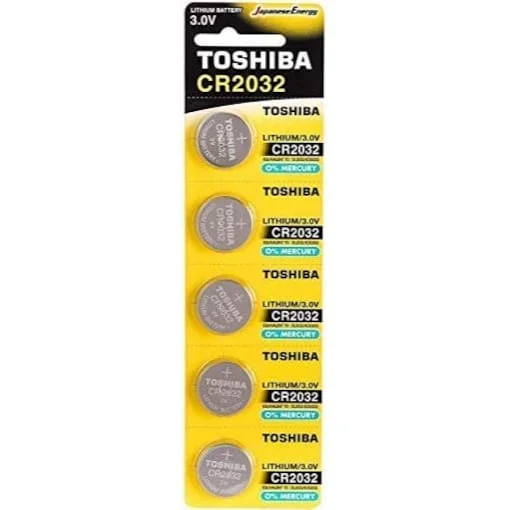 Toshiba Lithium Coin Cell Battery, Pack Of 5, CR2032, 3V