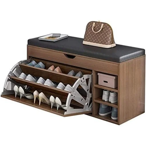 Shoe Bench Storage Cabinet - Brown
