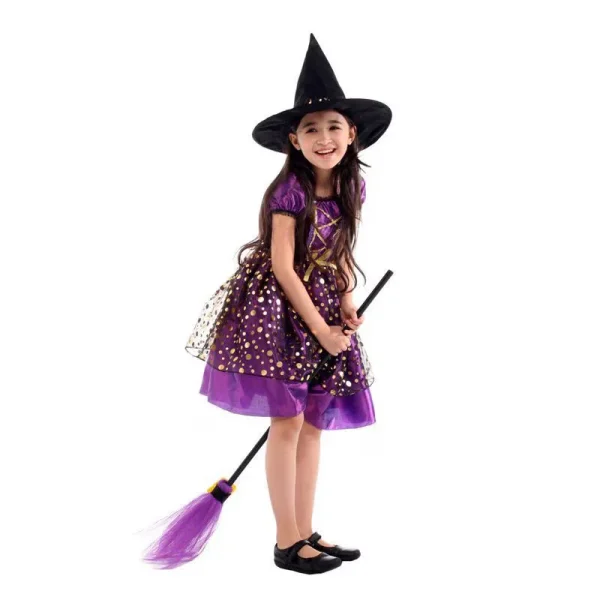 Fashion Party Witch Halloween Costume for Girls, Black & Purple