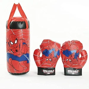 Spiderman Punching Bag Set with Gloves, Red
